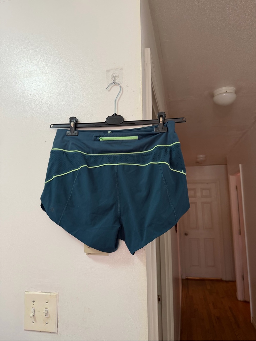 Athleta Teal Athletic Shorts with Lime Piping